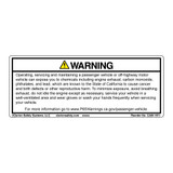 CA Prop 65 Vehicle Exposure Label (CA65-VE1-)