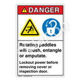 Danger Rotating Paddles Label (EMC 10)