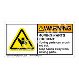 Warning/Moving Parts Present Label (H1017-PEWH)