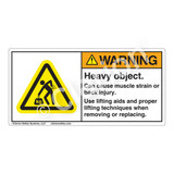 Warning/Heavy Object Label (H5158-437WH)