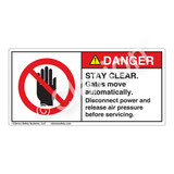 Danger/Stay Clear Label (H6008-J34DH)