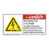 Danger/Hazardous Voltage Label (H6010-218DH)