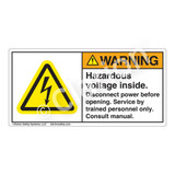 Warning/Hazardous Voltage Inside Label (H6010-478WH)