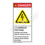 Danger/Hazardous Voltage Label (H6010-B1DV)