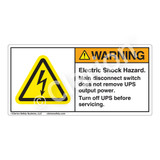 Warning/Electric Shock Hazard Label (H6010-G22WH)
