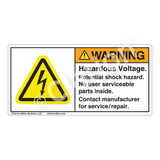 Warning/Hazardous Voltage (H6010-SSWH) Label