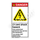 Danger/Severe Shock Hazard Label (H6010-KEDV)