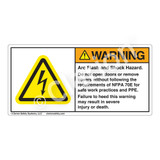 Warning/Arc Flash and Shock Label (H6010-T73WH)