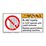 Warning/Avoid Injury Label (H6060-H5WH)