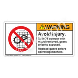 Warning/Avoid Injury Label (H6061-H6WHP)