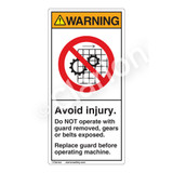 Warning/Avoid injury Label (H6061-H6WV)