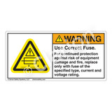 Warning/Use Correct Fuse Label (H6130-B81WH)