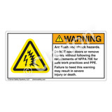 Warning/Arc Flash And Shock Label (H6643-T73WH)