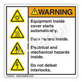 Warning/Equipment Starts Label (HMS-A20WH)