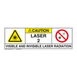 Caution/Visible & Invis Laser Radiation Class 2Label (IEC2009-)