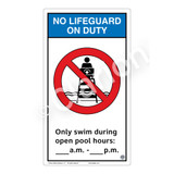 No Lifeguard on Duty/Only Swim During Sign (WSS2153-40b-e) )