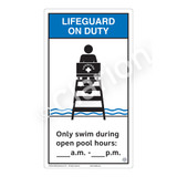 Lifeguard on Duty/Only Swim During Sign (WSS2154-40b-e) )