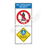 No Lifeguard on Duty/Watch Your Children Sign (WSS2201-05b-e) )