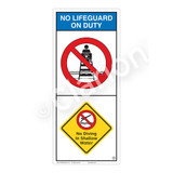 No Lifeguard on Duty/No Diving in Shallow WaterSign (WSS2203-05b-e))