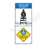 Lifeguard on Duty/Watch Your Children Sign (WSS2206-05b-e) )