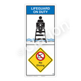 Lifeguard on Duty/No Diving Sign (WSS2207-05b-e) )
