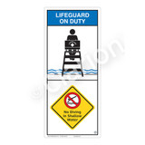 Lifeguard on Duty/No Diving in Shallow Water Sign (WSS2208-05b-e) )