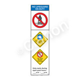 No Lifeguard on Duty/Non-Swimmers WearSign (WSS2359-44b-e))