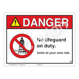 Danger/No Lifeguard on Duty Sign (WSS3101-13a-e) )