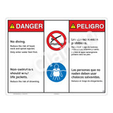 Danger/No Diving Sign (WSS3210-20b-esm) )