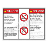 Danger/No Diving in Shallow Water Sign (WSS3213-20b-esm) )