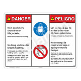 Danger/Non-Swimmers Wear Life Jackets Sign (WSS3214-20b-esm) )