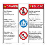 Danger/No Lifeguard on Duty Sign (WSS3302-24b-esm) )
