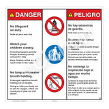 Danger/No Lifeguard on Duty Sign (WSS3304-24b-esm) )