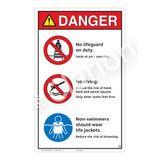 Danger/No Lifeguard on Duty Sign (WSS3305-23b-e) )