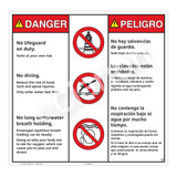 Danger/No Lifeguard on Duty Sign (WSS3306-24b-esm) )