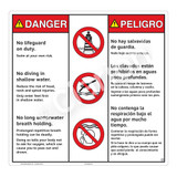 Danger/No Lifeguard on Duty Sign (WSS3308-24b-esm) )