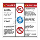Danger/No Diving in Shallow Water Sign (WSS3315-24b-esm) )