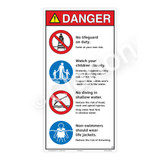 Danger/No Lifeguard on Duty Sign (WSS3403-27b-e) )