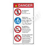 Danger/No Lifeguard on Duty Sign (WSS3404-27b-e) )