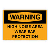 Warning/High Noise Area Wear Ear Protection Sign (OS1129WH-)