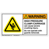 Warning High Pressure Label (H1256-343WH)