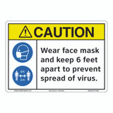 Caution/Face Mask/6 ft Apart (F1366-)  