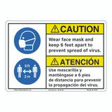 Caution/Face Mask/6 ft Apart (F1367-)