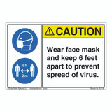 Caution/Face Mask/6 ft Apart (FL1115-)  