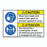 Caution/Face Mask/6 ft Apart (FL1116-)