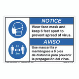Notice/Face Mask/6 ft Apart (FL1118-)