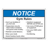 Notice/Gym Rules (F1386-) 