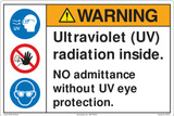 Warning/Ultraviolet (UV) radiation inside. NO admittance without UV eye protection. (FM176-)