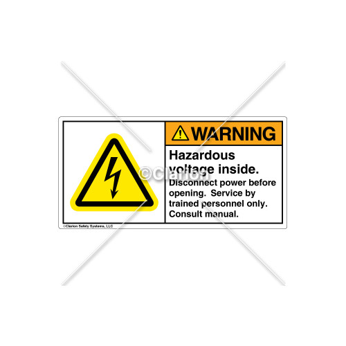 Warning/Hazardous Voltage Inside Label (H6010-478WHPH)