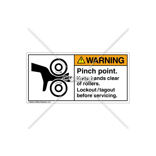Warning/Pinch Point Label (1018-M6WHPL Wht)
